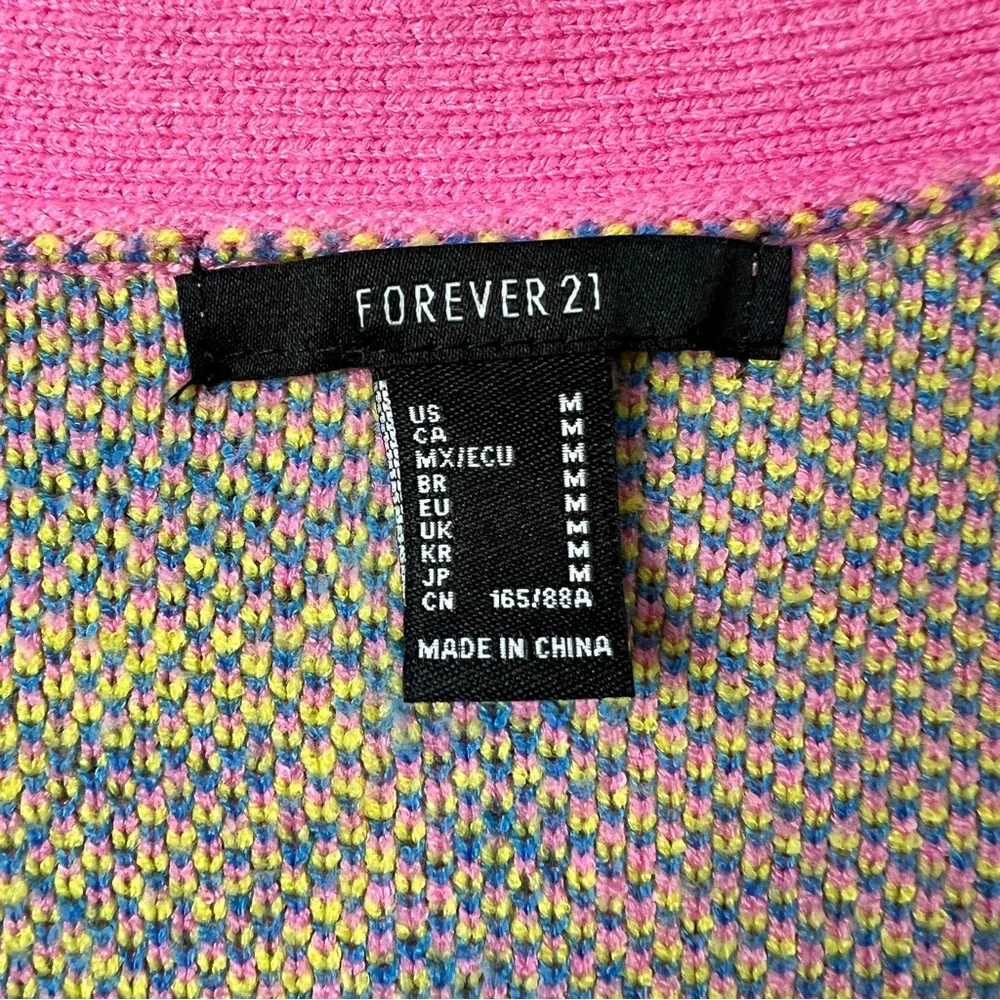 Forever 21 Pink Floral Smiley Cardigan M